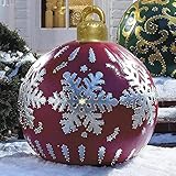 ARGIN Outdoor Christmas Inflatable Decorated Ball, 23.6 inch PVC Giant Xmas Ball with Pump, Balls Tree Decorations Yard Art Garden Home Patio Decor for Holiday (I)