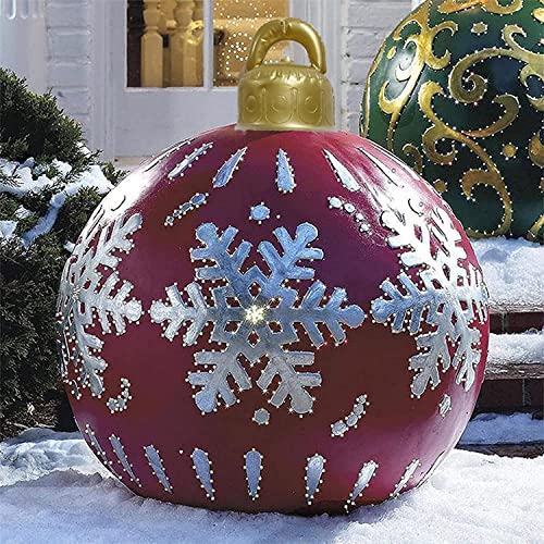 ARGIN Outdoor Christmas Inflatable Decorated Ball, 23.6 inch PVC Giant Xmas Ball with Pump, Balls Tree Decorations Yard Art Garden Home Patio Decor for Holiday (I)