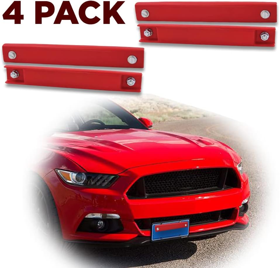 Premium Red Rubber Coated Bar Magnet - Demo License Plate Holder with Hardware (4 Packs)