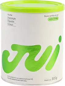 Jui Suco Verde em Pó Sabor Limão 30 Doses, Vegano, 100% Natural, Sem Lactose, Sem Glúten, Sem Açúcar, Para Inchaço e Saúde Intestinal