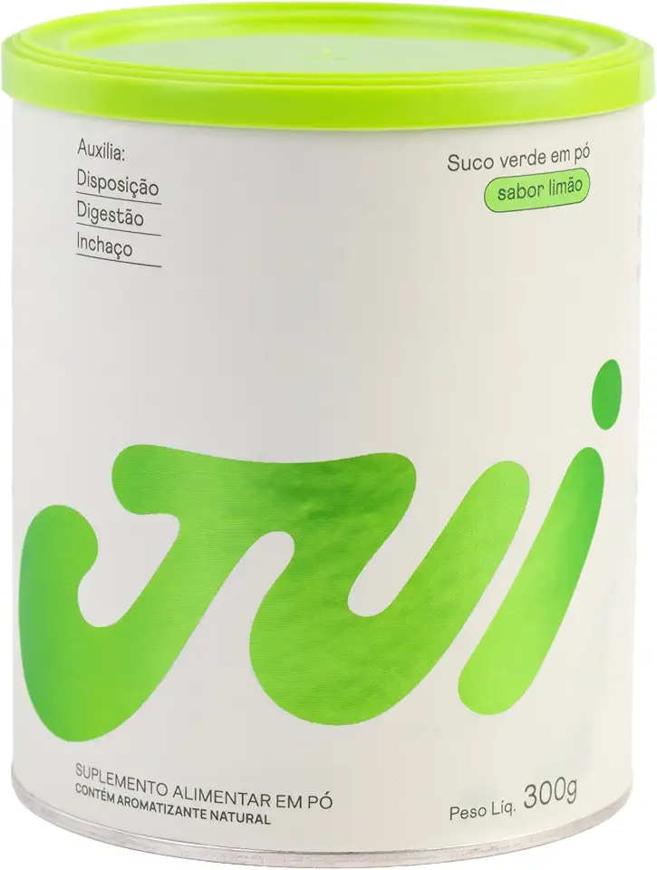 Jui Suco Verde em Pó Sabor Limão 30 Doses, Vegano, 100% Natural, Sem Lactose, Sem Glúten, Sem Açúcar, Para Inchaço e Saúde Intestinal