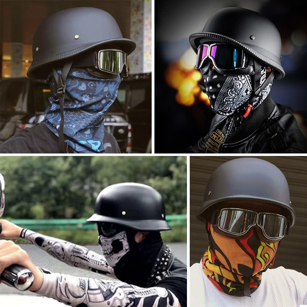 Tedesco Casco Adulti Caschi Moto Jet Casco Retrò Mezzo con Fibbia Sgancio Rapido Regolabile Retro Open Face Donna Certificato ECE Vintage Street Bike Touring Cruiser
