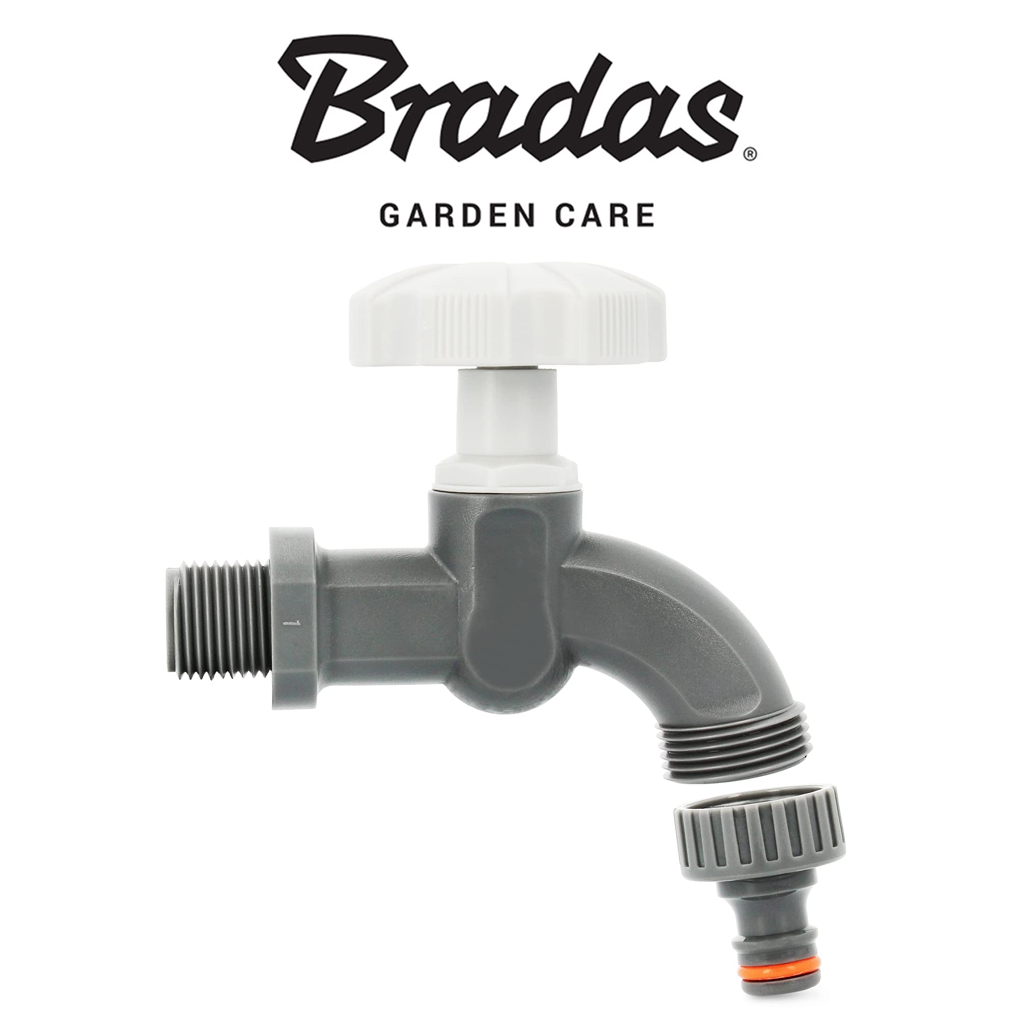 BRADAS Bateria ogrodowa, z tworzywa sztucznego, 3/4" x 3/4", zapasowy zawór do zbiornika na deszczówkę, wąż ogrodowy z adapterem do węża
