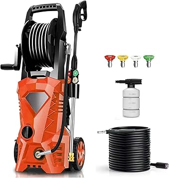 5000PSI Electric Pressure Washer 2026 2.8GPM High Power Washer with 4 Pressure Nozzle and Soap Bottle for Home, Car Washing, Fence Cleaning, Patio Orange