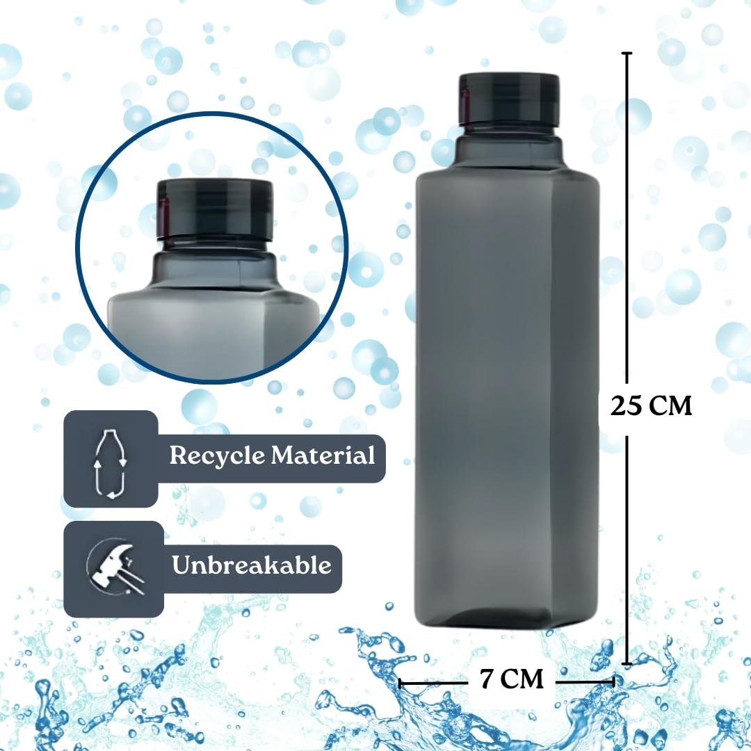 Transparent Square Water Bottles - Pack of 6 -2