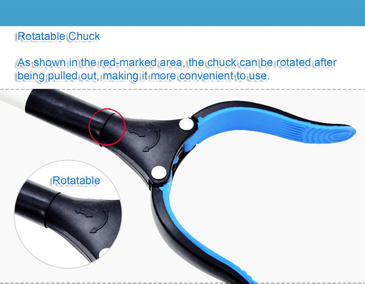 Litter Picker Grabber Tool – Foldable Trash Grabber Reacher Tool, Lightweight Aluminum,360° Rotating Jaw & Magnetic Tip, Portable Pick Up Stick for Elderly,A