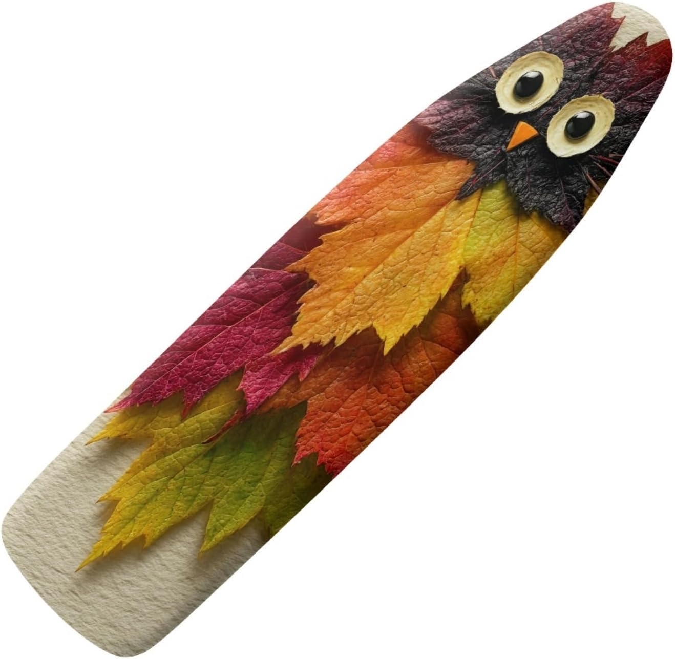 Large Ironing Board Cover and Pad 59x19 Autumn Leaf Owl Art Iron Table Cover with Padding,Extra Wide,Resist Scorching and Staining,Heatproof,Adjustable Fastener Durable Stain