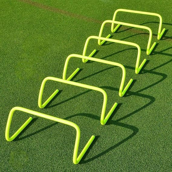 Navrang Agility Hurdles for Sports Training, 6 inches Height, Running and Jumping Drills, Football, Exercise Equipment, Pack of 3, Yellow and Green