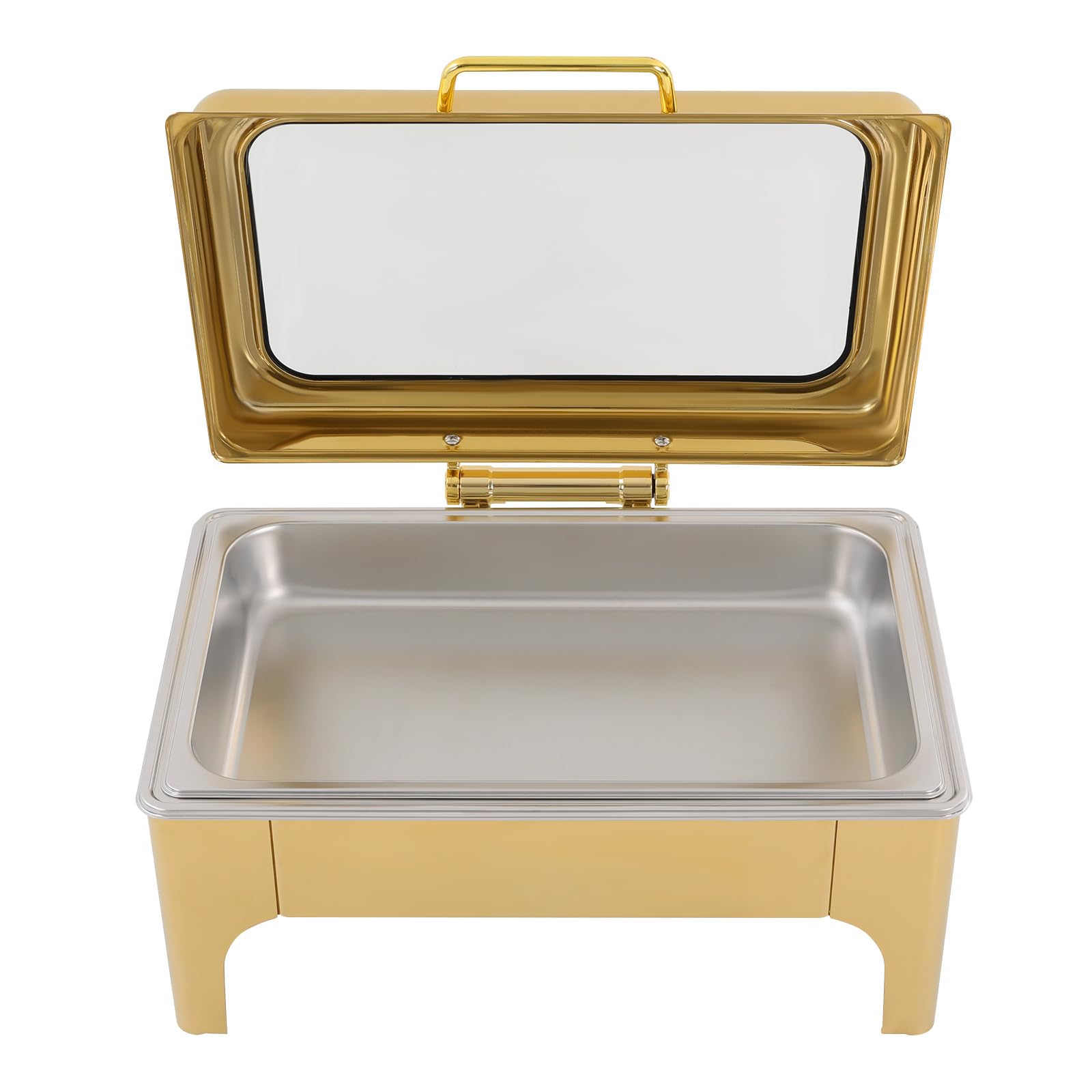 Scaldavivande da Buffet in Acciaio Inox | Set buffet scaldavivande rettangolare in acciaio inox for hotel, ristoranti(Gold)
