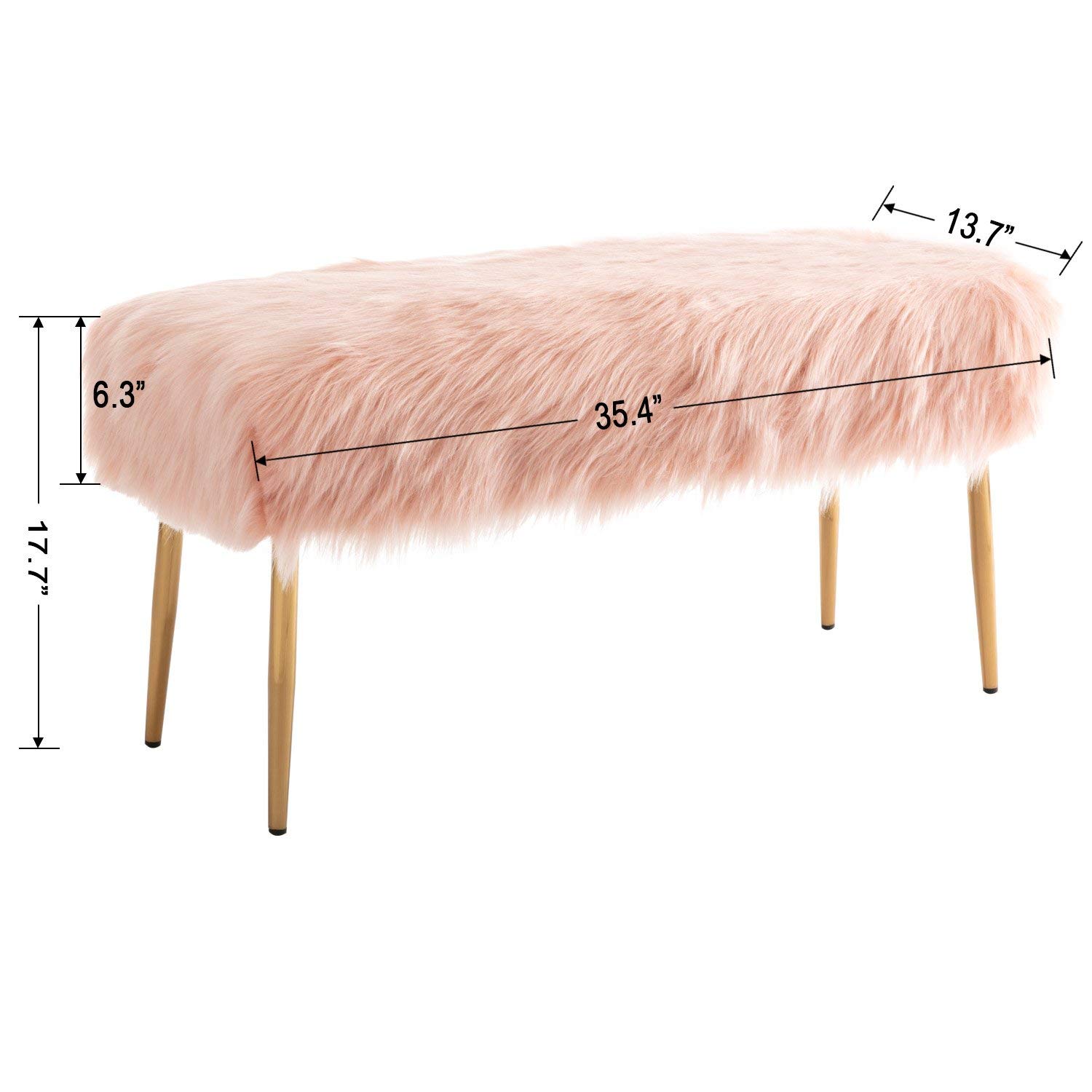 Wahson Faux Fur Long Entryway Bench Ottoman Foot Rest Stool/Seat