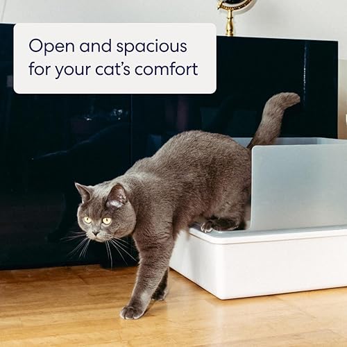 Miniatura 4 de Tuft + Paw Cubby High Sided Cat Litter Box, Open Top, Anti-Stick Plastic, Low Tracking - White/Gray