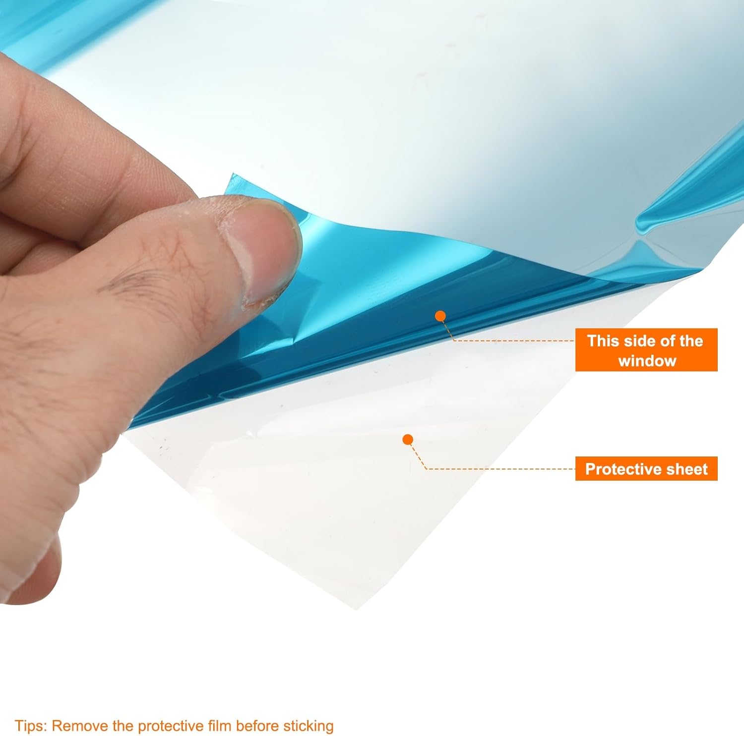 HARFINGTON Reflective Window Film One Way Daytime Mirror Privacy Film Sun Block Explosion-Proof PET Material Glass Paper Door Covering Stickers, Light Blue Silver 23.6" x32.8'