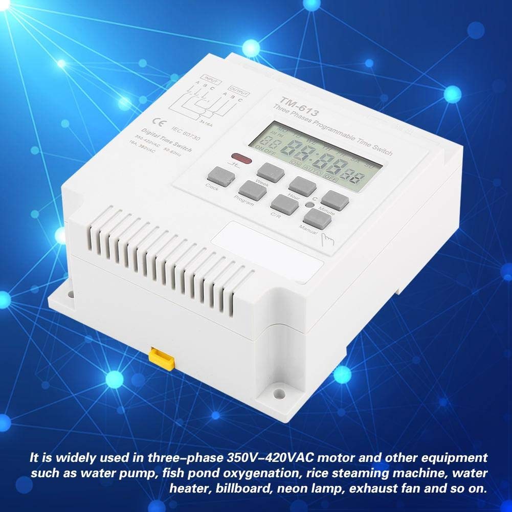 DEWIN Rele Temporizador 380V,TM-163 Relé programado Relé de Tiempo TM-163 Interruptor de Relé de Tiempo Programable Temporizador Digital Tres Fases 380V 16A