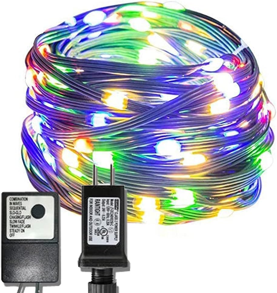 EAMBRITE 150LT 49FT Heavy Duty Micro LED String Lights Plug-in Multi-Color 8 Modes with Controller UL Adapter Wire Waterproof for Home Decor Christmas Tree Party Patio