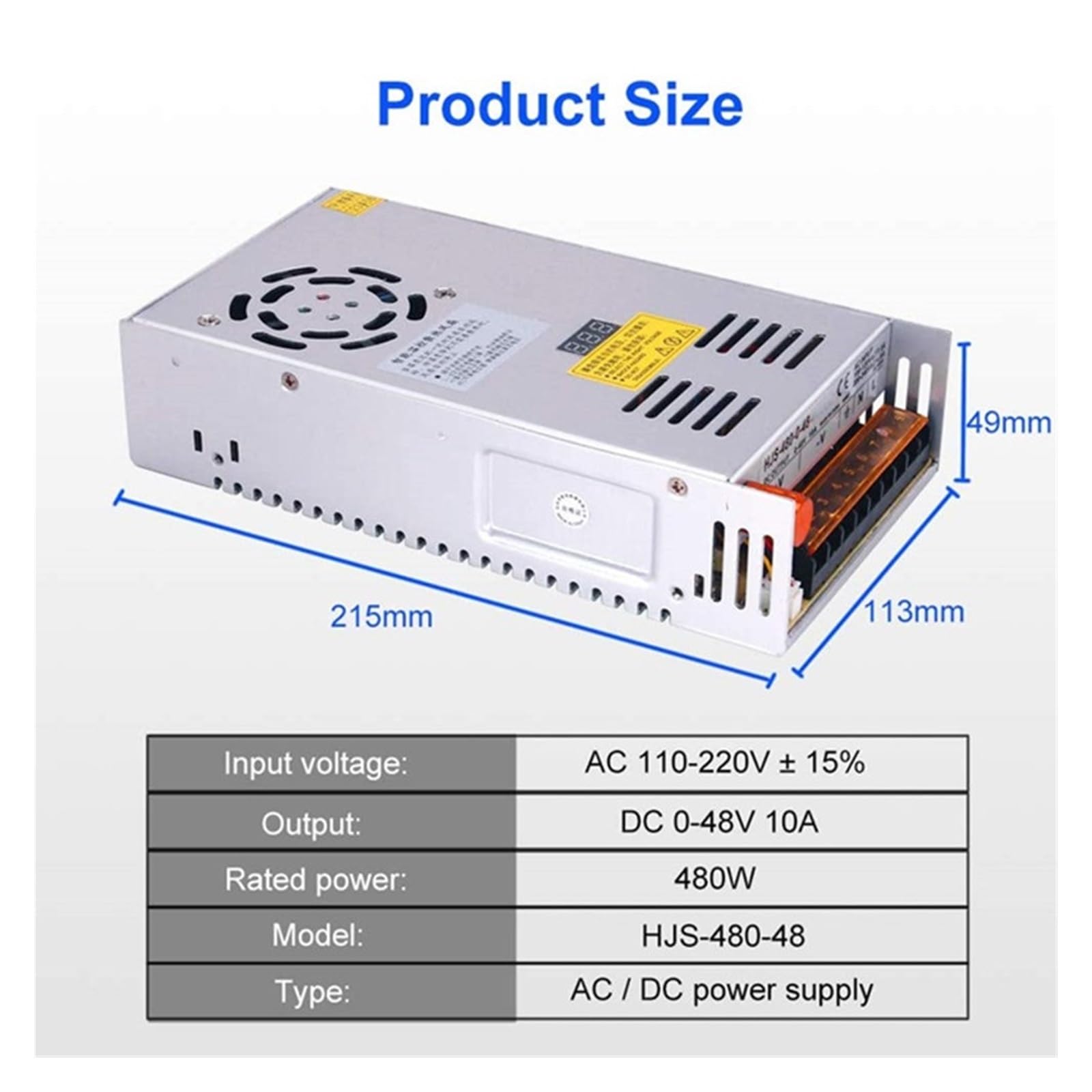 Zasilacz impulsowy, Regulowany zasilacz impulsowy 5V 12V 24V 36V 48V DC 60V 80V 120V 160V 300V, 480W cyfrowy wyświetlacz SMPS transformator źródłowy do paska LED, systemu kamer CCTV, radia(0-300V 1.6A