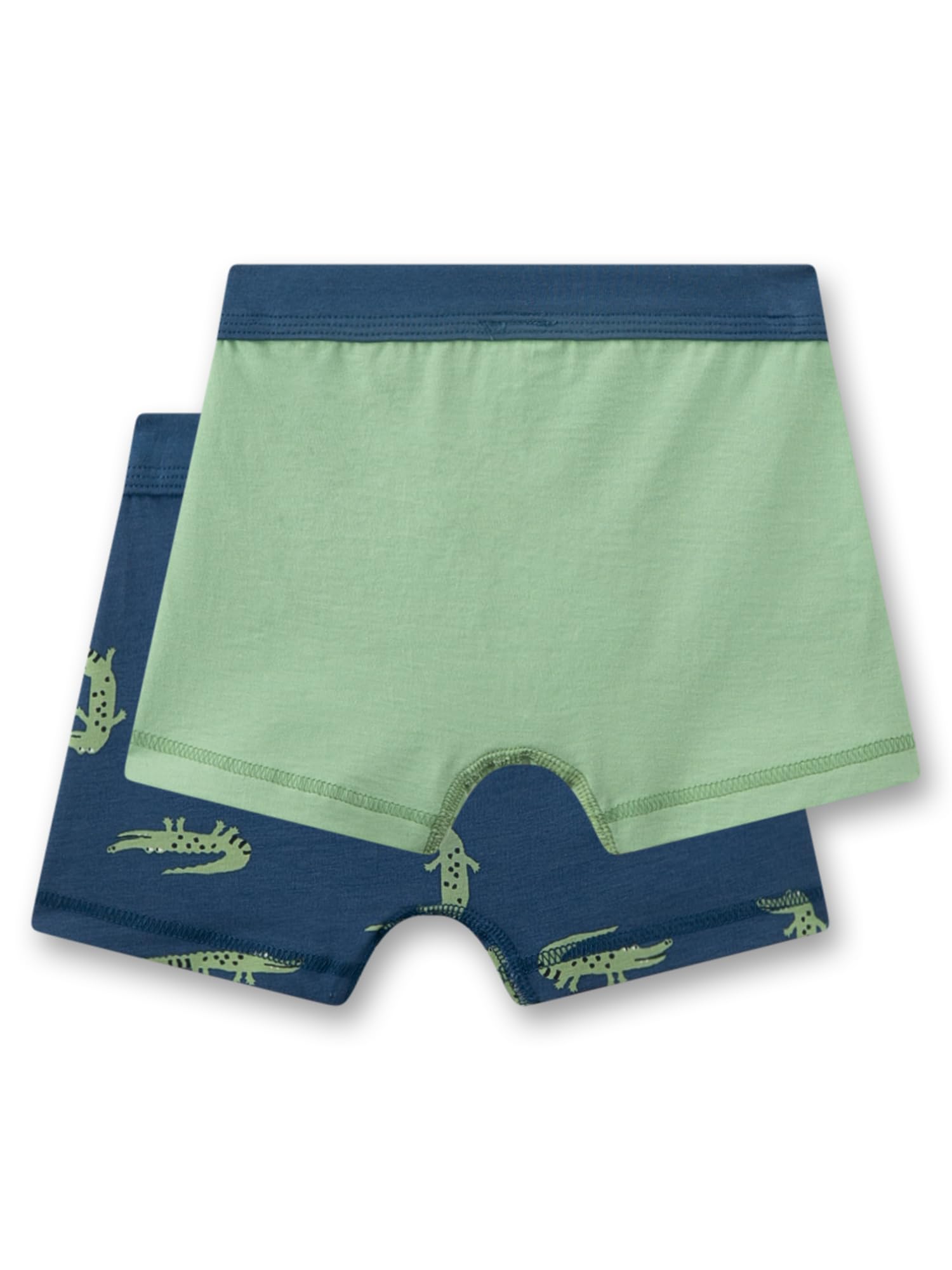 Sanetta Jungen-Boxershorts (Doppelpack) blau & grün Krokodil | Hochwertige und nachhaltige Unterhose für Jungen aus Bio-Baumwolle.