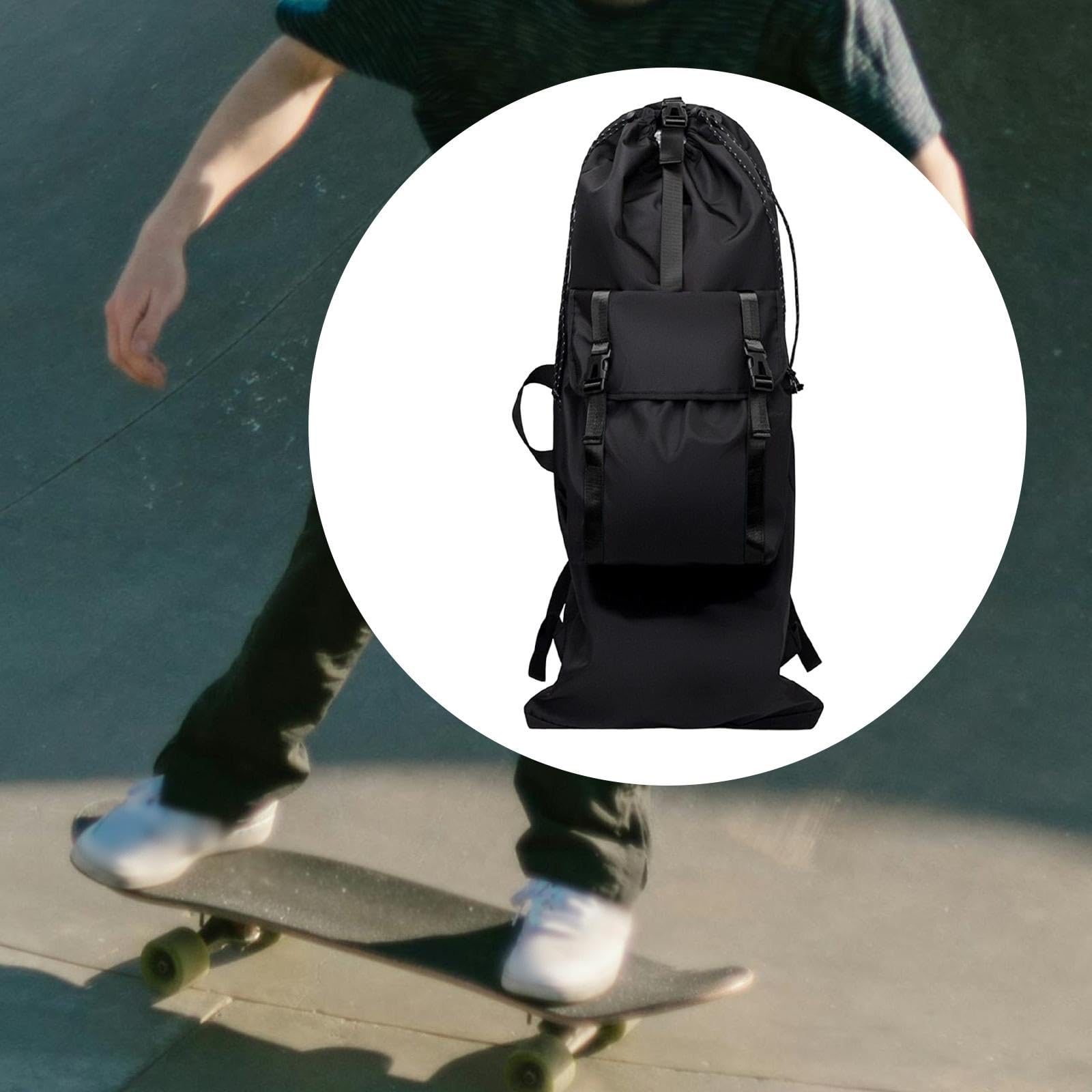 F Fityle à Dos pour Skateboard, de Portable avec Bretelles réglables, de Transport pour Longboard, idéal pour Les Adultes pratiquant Le, Noir