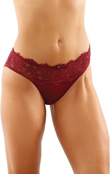 Fantasy Lingerie 83733 Ivy Lace Bikini Panty with Lattice Cut-Out Back Garnet L/XL
