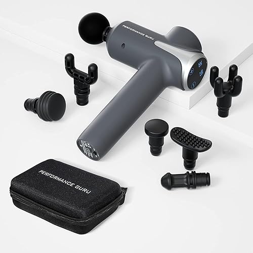 PERFORMANCE GURU Masajeador muscular de percusión Pistola de masaje de mano para atletas Pistola de masaje de tejido profundo