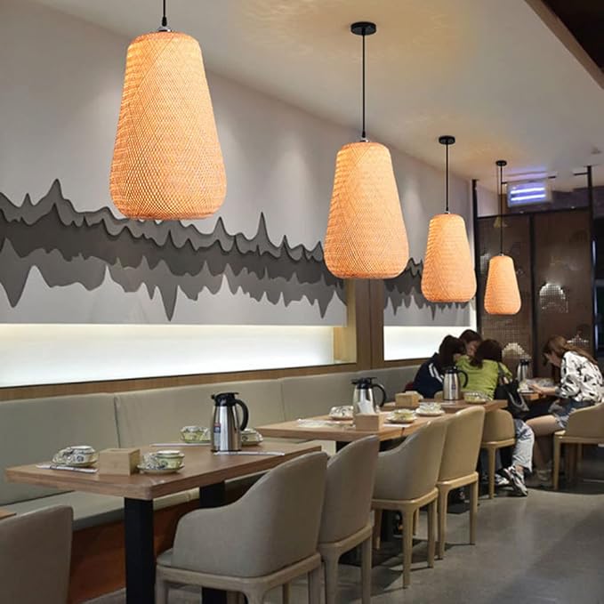 LQZCXMF Bamboe Lantaarn Hanglamp Lampenkappen Geweven Kroonluchter Boven Gootsteen Rieten Rotan Shades Weven Lamp Lantaarn Bamboe Plafondlamp Chinese Hot Pot Restaurant Lantaarns photo 2