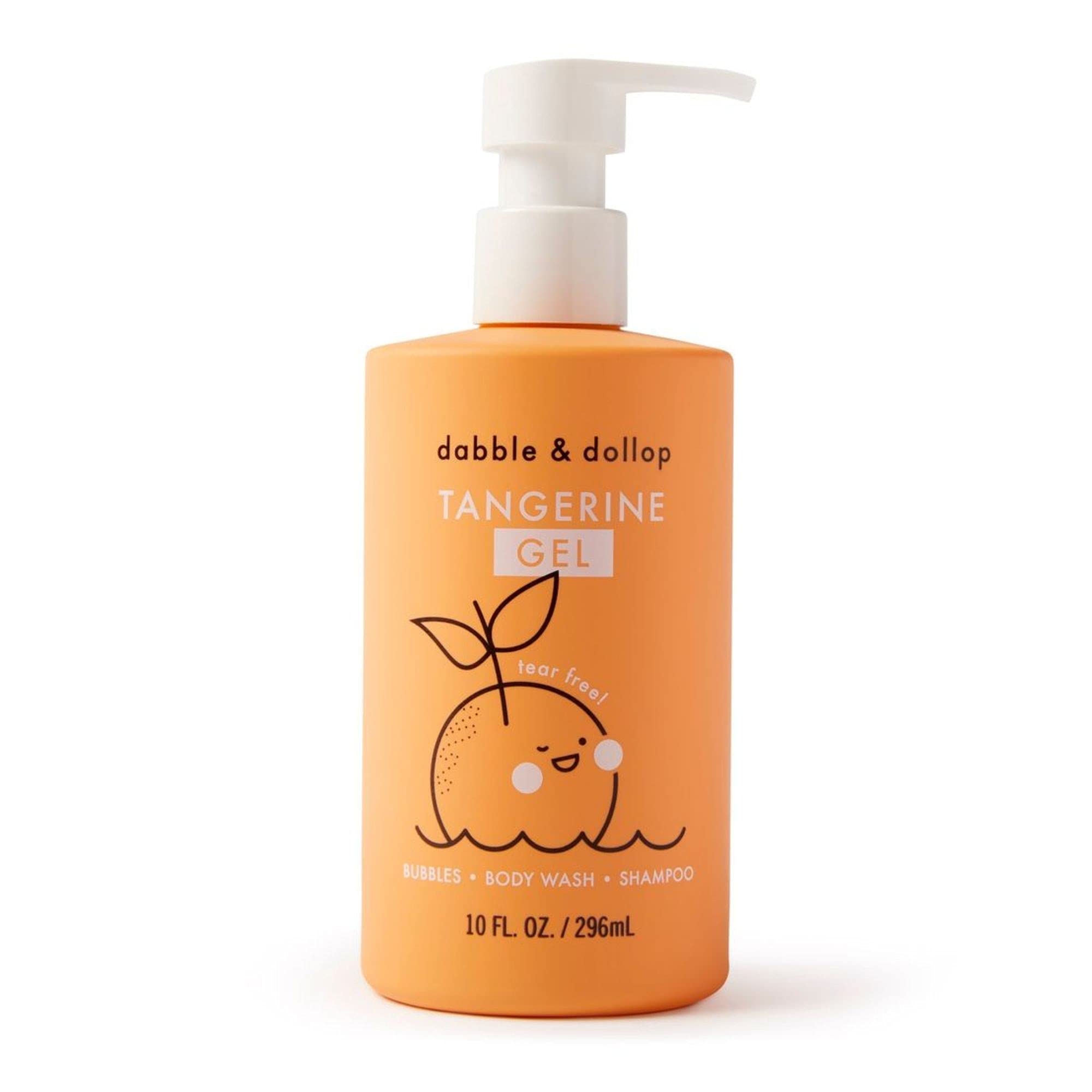 Dabble & Dollop Tangerine Gel - 3-in-1 Natural Bubble Bath, Body Wash & Shampoo for Kids, 100% USA-made, Paraben & Sulfate Free, Vegan, Gluten-Free, Tear-Free (10oz, Pack of 1)