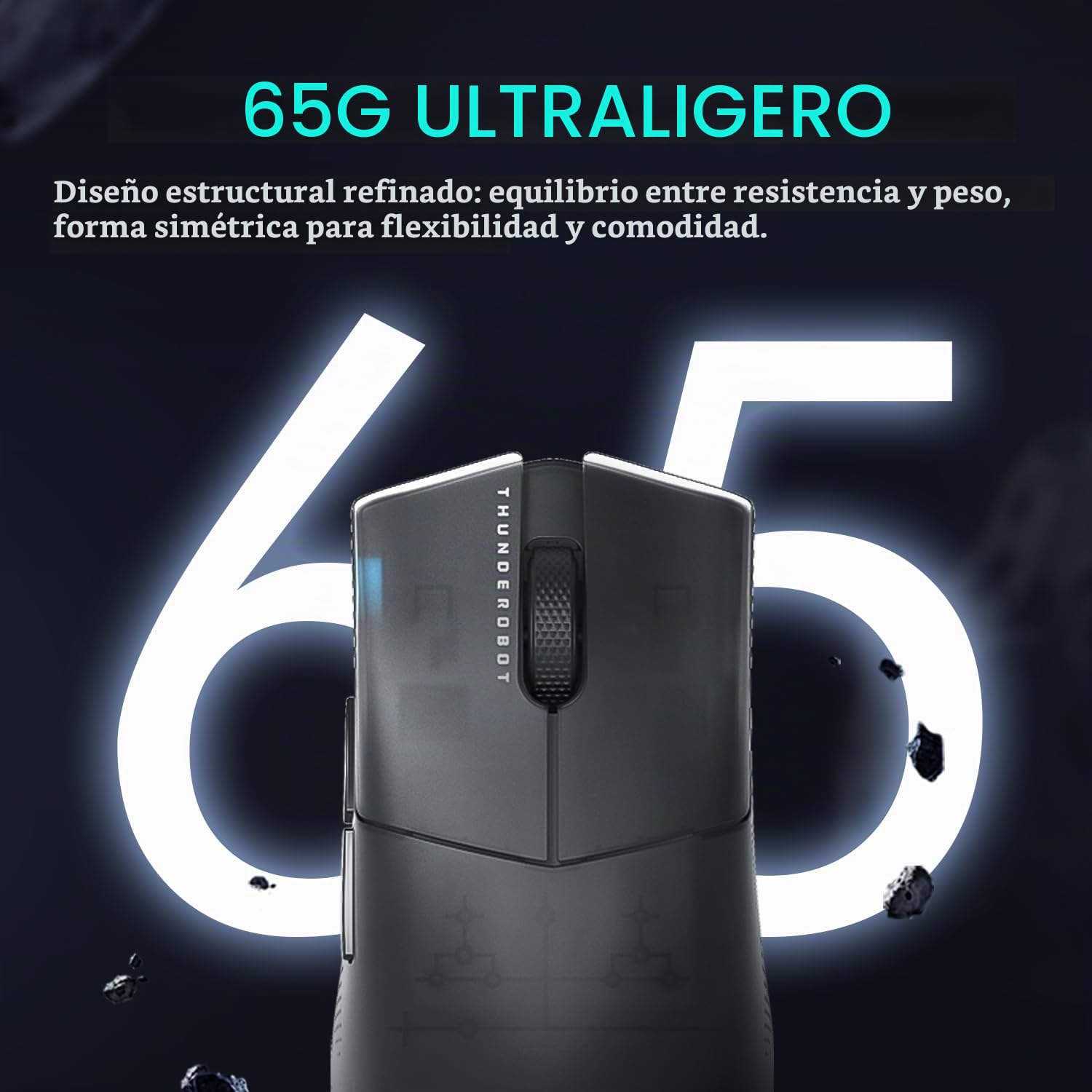 Thunderobot ML903 4K Ratón Gaming Inalámbrico con Base de Carga RGB, Sensor Óptico de 26,000 dpi, Batería de Larga Duración, Mouse Gaming Inalámbrico para PC, Mac