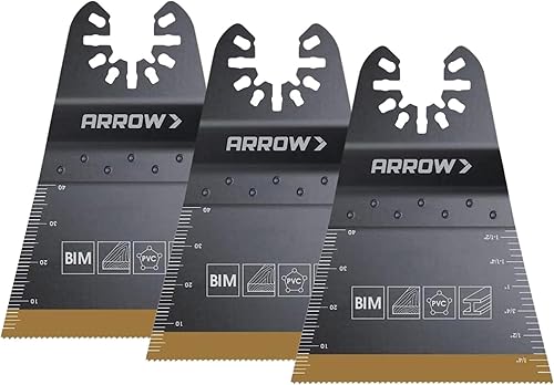 Arrow OSC206-3 - Hojas de sierra oscilantes con revestimiento de titanio para carpintería, paneles de yeso, PVC y metal, 2-1116 pulgadas, paquete de