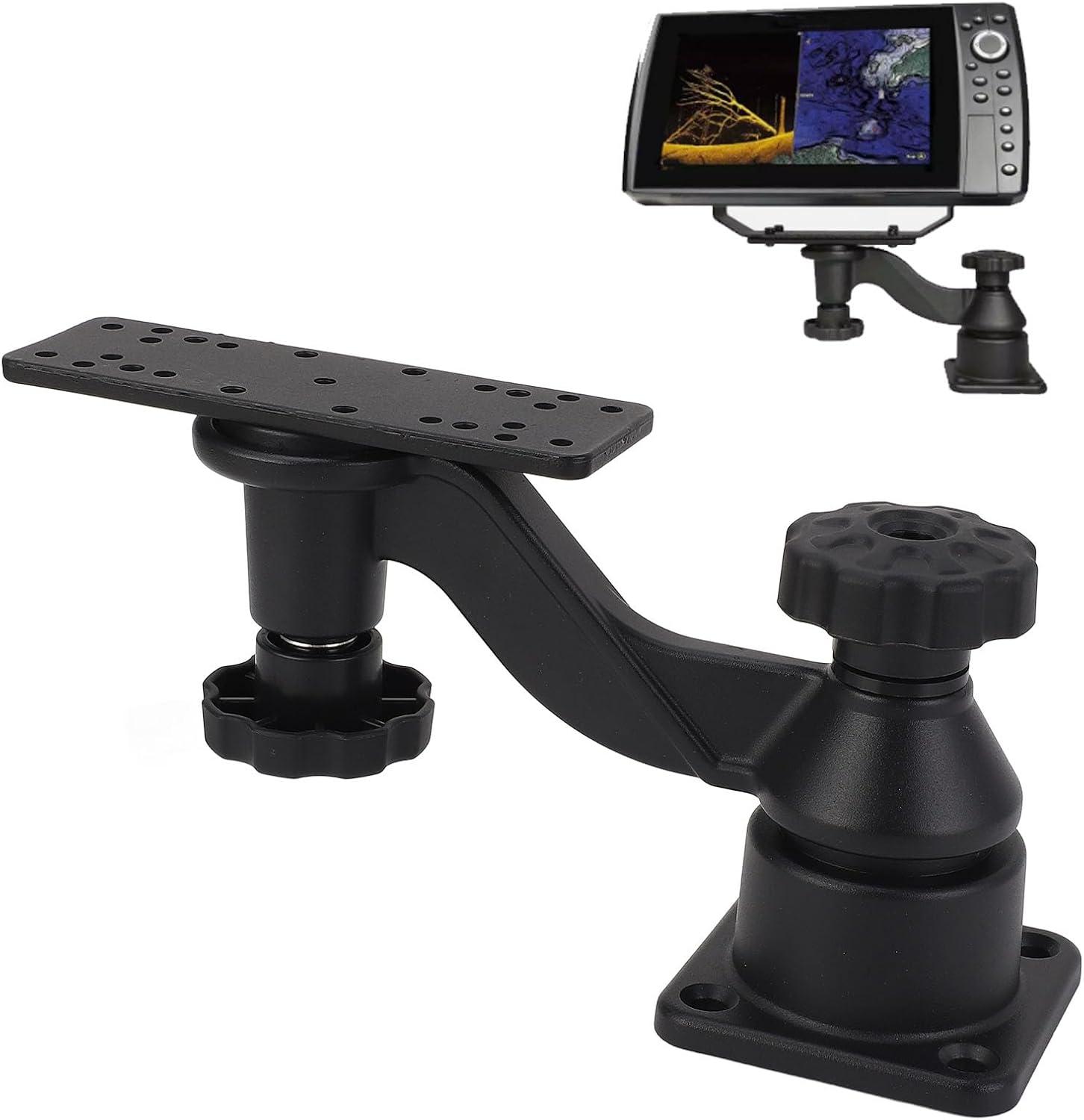 Yoidesu Marine Electronic Fish Finder Mount, 6in Swing Arm Mount for Fish Finders Chartplotters, Marine Grade Aluminum, 360° Rotation, Compatible with Lowrance, Raymarine, Eagle