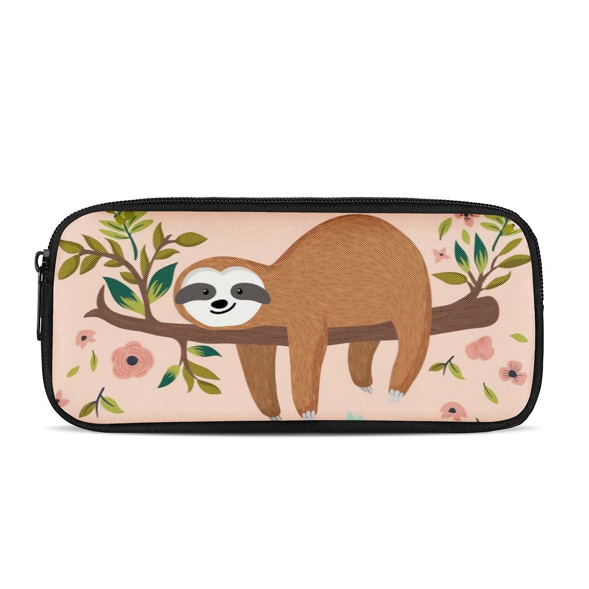 Biyejit Sloth Print Pencil Case for Boys Children Girls Pen Pouch School Supplies — image 1
