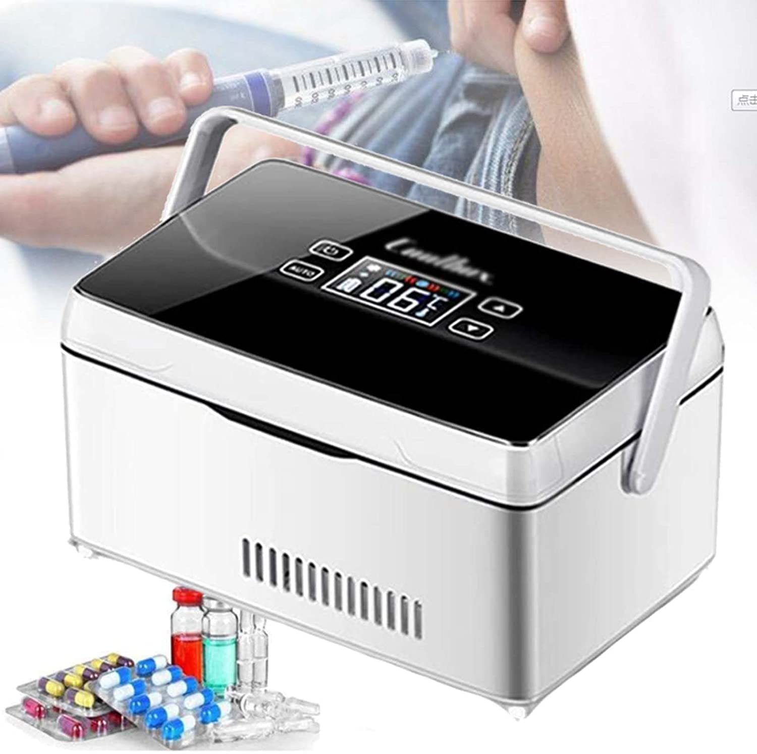 Przenośna chłodziarka do insuliny, chłodziarka do insuliny, elektryczna chłodziarka do insuliny, mini lodówka na leki, wyświetlacz LED, mini chłodziarka