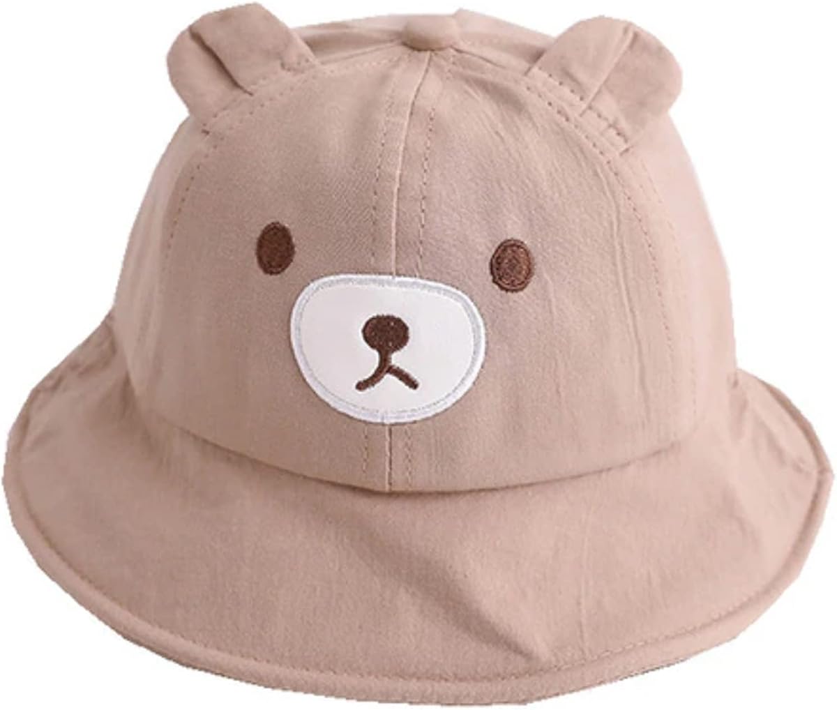 Baby Sun Bucket Hat for Boys Girls, Cute Bear Toddler Summer Hats, Wide Brim Cap for Infant Kids