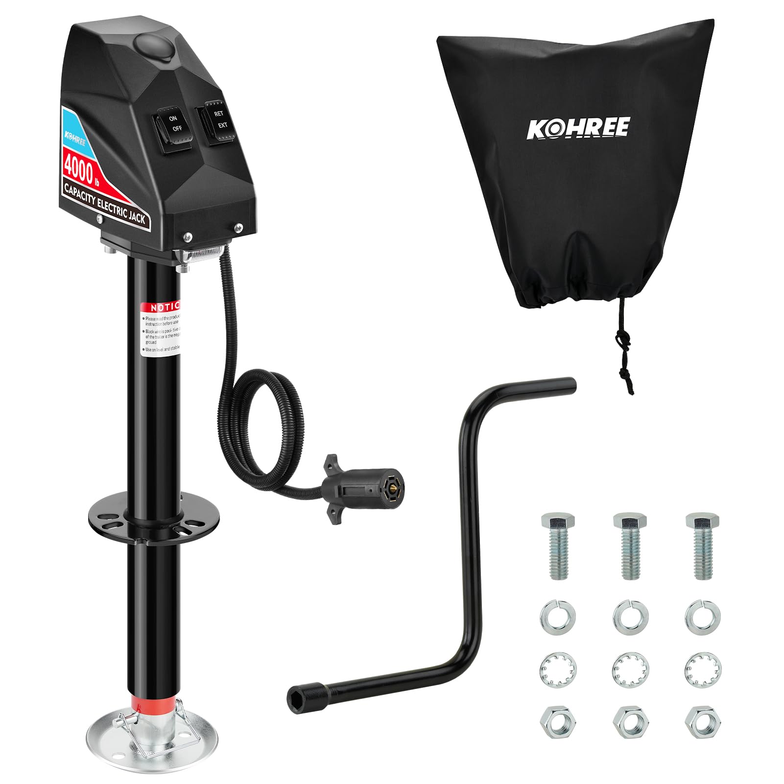 Kohree Electric Trailer Jack 4000 lbs with 7-Way Connector, Heavy Duty