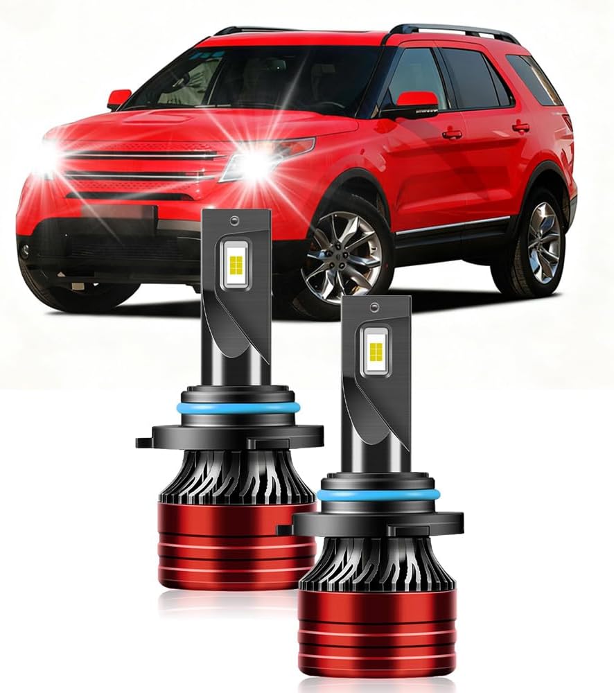 Light Bulbs Compatible for 2011-2015 Ford Explorer 9005 High Low Beam Fog Lights Combo Pack 32000LM 6500K with Cooling Fan Plug N Play Pack of 2