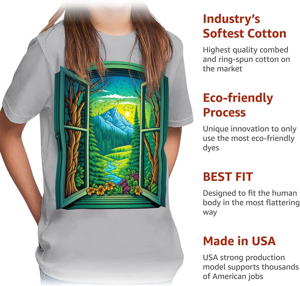 Nature Print Kids' Classic Fit T-Shirt - Mountain T-Shirt - Colorful Classic Fit Tee