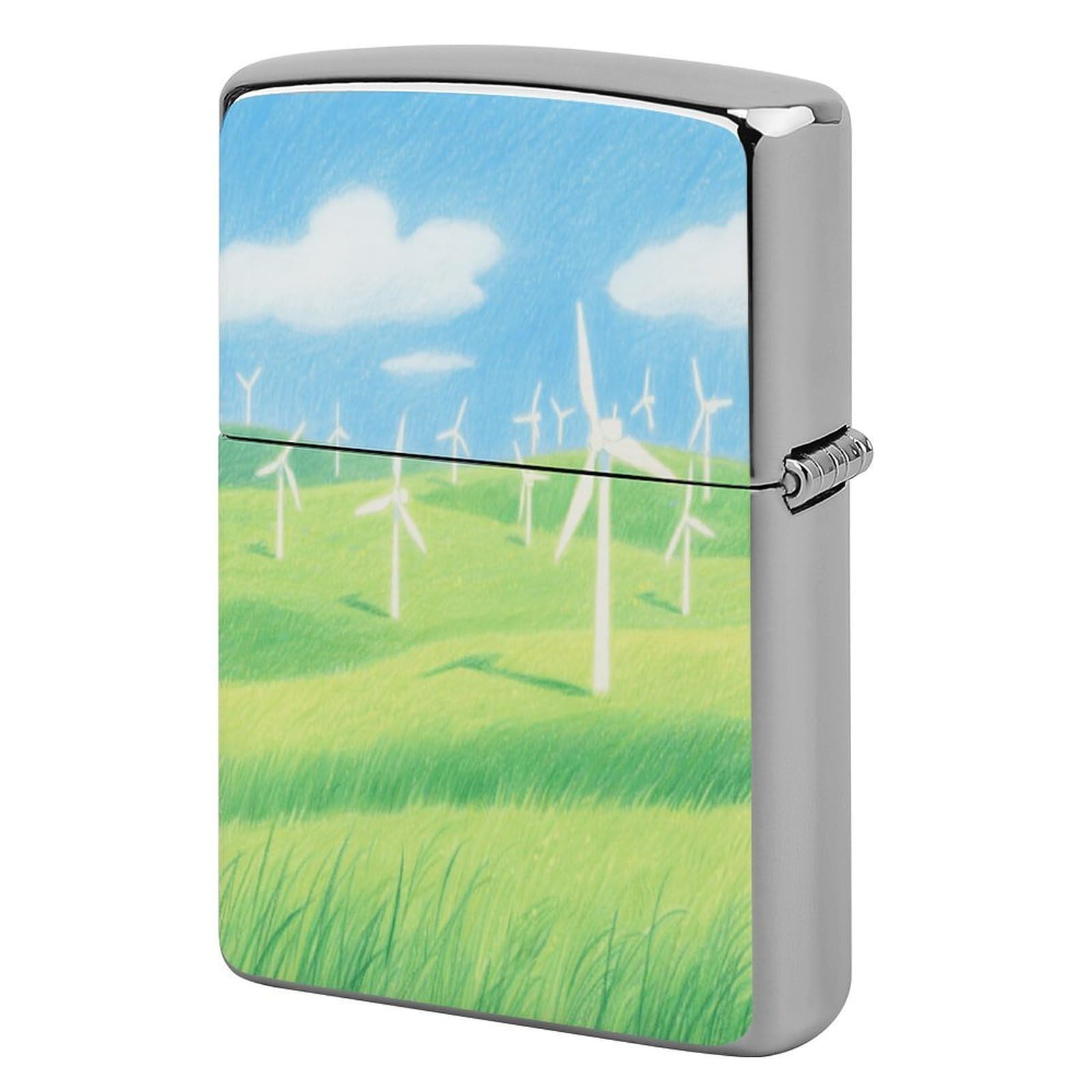 Fekiloot Style Grassland Windmill Group Lighter Case Cover Metal Lighter Case