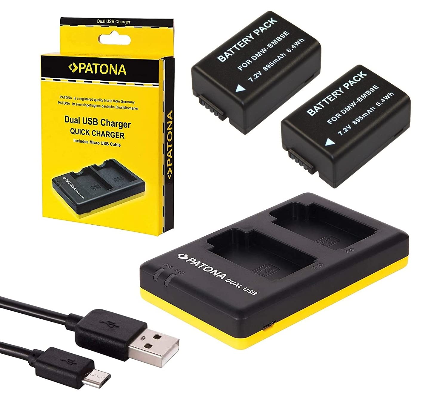 3 en 1 Kit pour l'Lumix fz82-DC-fz82 – - dmc-bmb9 4 en 1 Chargeur de Batterie pour DMW (Entre