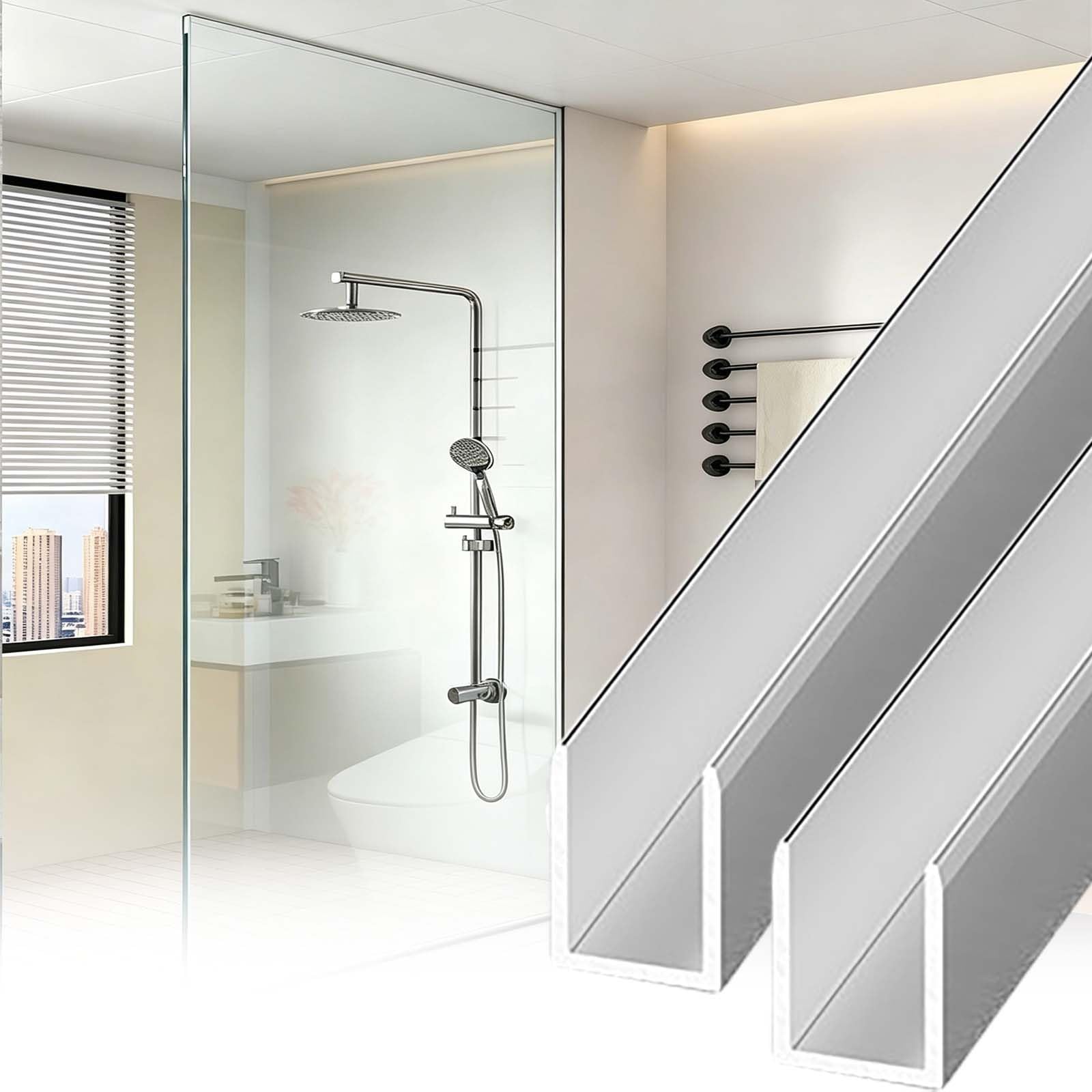 Canal en U para ducha de 6mm perfil mate para renovar el baño del hogar o mamparas de oficina