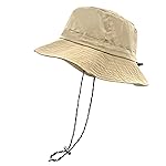 woogwin Waterproof Bucket Rain Hat with Chin Strap Quick Dry Packable Boonie Sun Hat Safari Hat UV Protection(Khaki)