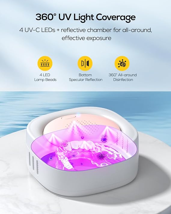 Nulaxy UVC Retainer Case with Fan, Dual Vent Holes & Built-in Mirror, Pink | Two Cleaning Modes, Dry & Odor Control, 1500mAh Battery, Removal Tool & Brush Included, Compatible with Invisalign, Retainer