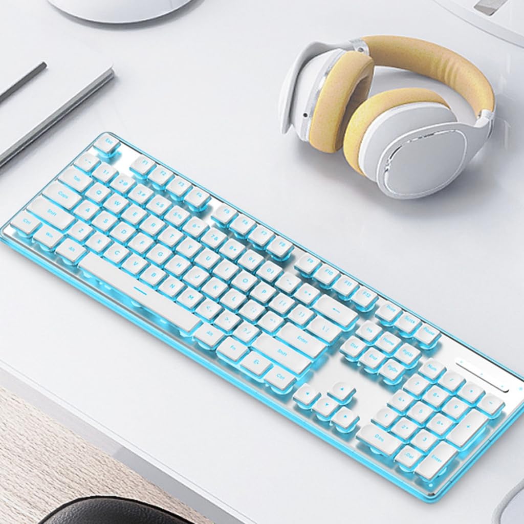 Silents mechaniczne klawiatury gamingowe, 104 klawisze, przewód USB z podświetleniem RGB i wodoszczelnością IPX4, do PC, laptopa, akcesoria