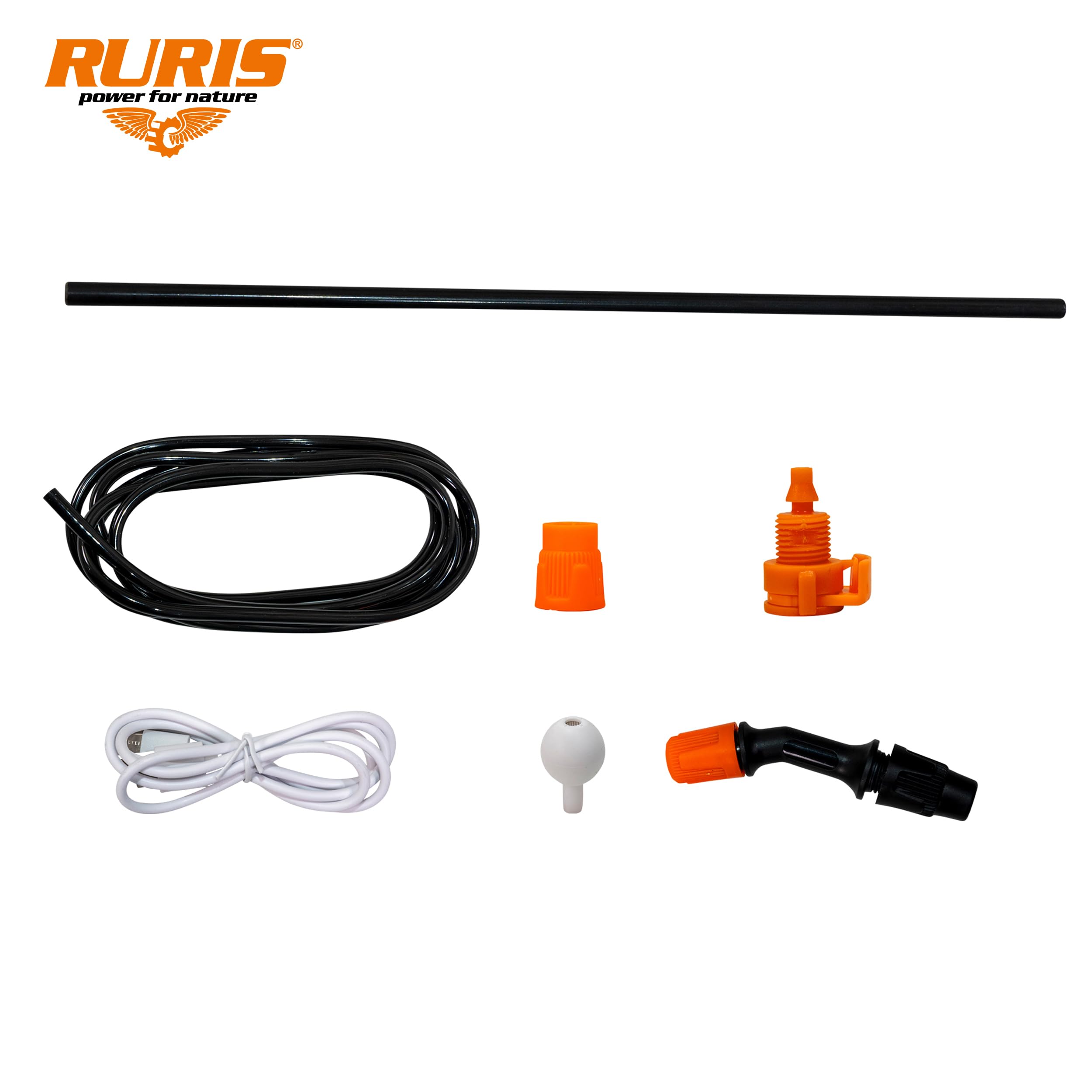 RURIS RSE 33 Easy Way Bezpłatny natryskiwacz elektryczny - bateria litowo-jonowa 2600 mAh metalowa lanca wąż 3 m regulowana dysza USB typ C wyświetlacz LED