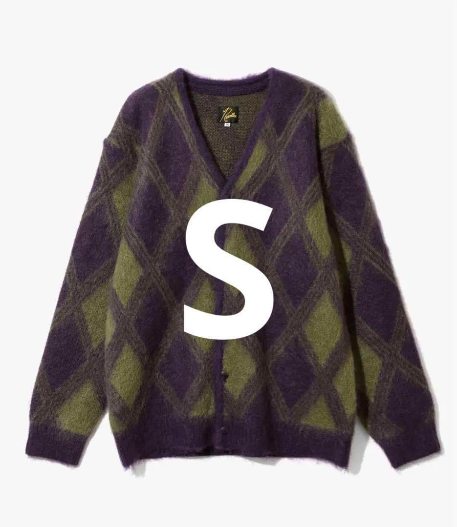 Amazon.co.jp: 少数限定 モヘアカーディガン s パープル アーガイル  