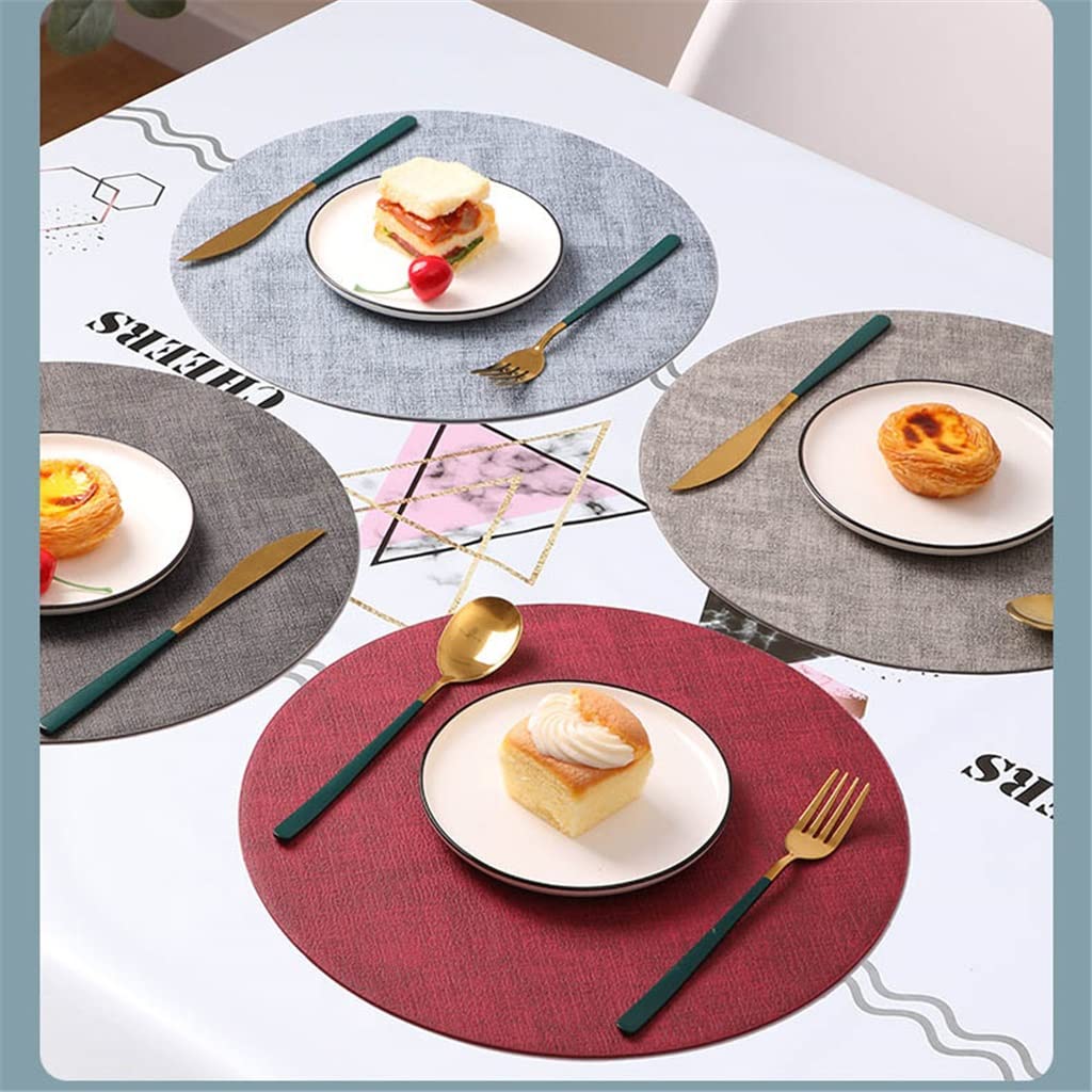6 pièces napperon en Cuir Rond Isolation Thermique Vaisselle Coussin Maison Table à Manger Tapis (A)