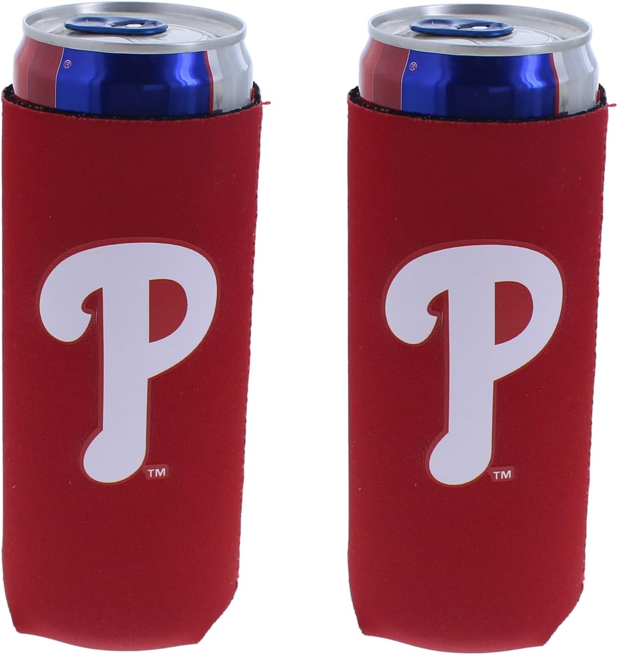 MLB Baseball Team Logo Ultra Slim 12oz Beer Can Cooler Holder Sleeve 2-Pack (Chicago - Stripe (Cubs))