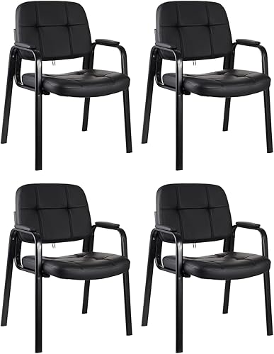 CLATINA Silla de recepción clásica con reposabrazos acolchados y marco de acero resistente, silla ergonómica para invitados para oficina,