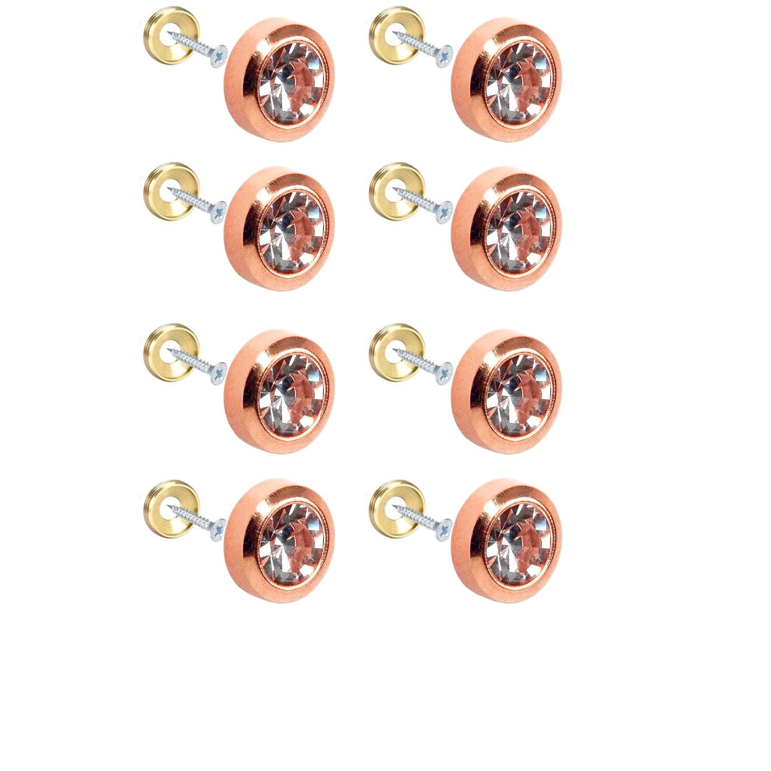 VICTAC Diamond Rosegold Mirror screw cap 8Pcs, Brass Decorative Rosegold Screws Caps with crystal, 12 mm Mirror Screws Cover Self-Tapping Screws for Furniture Fixing, Rosegold-image-31