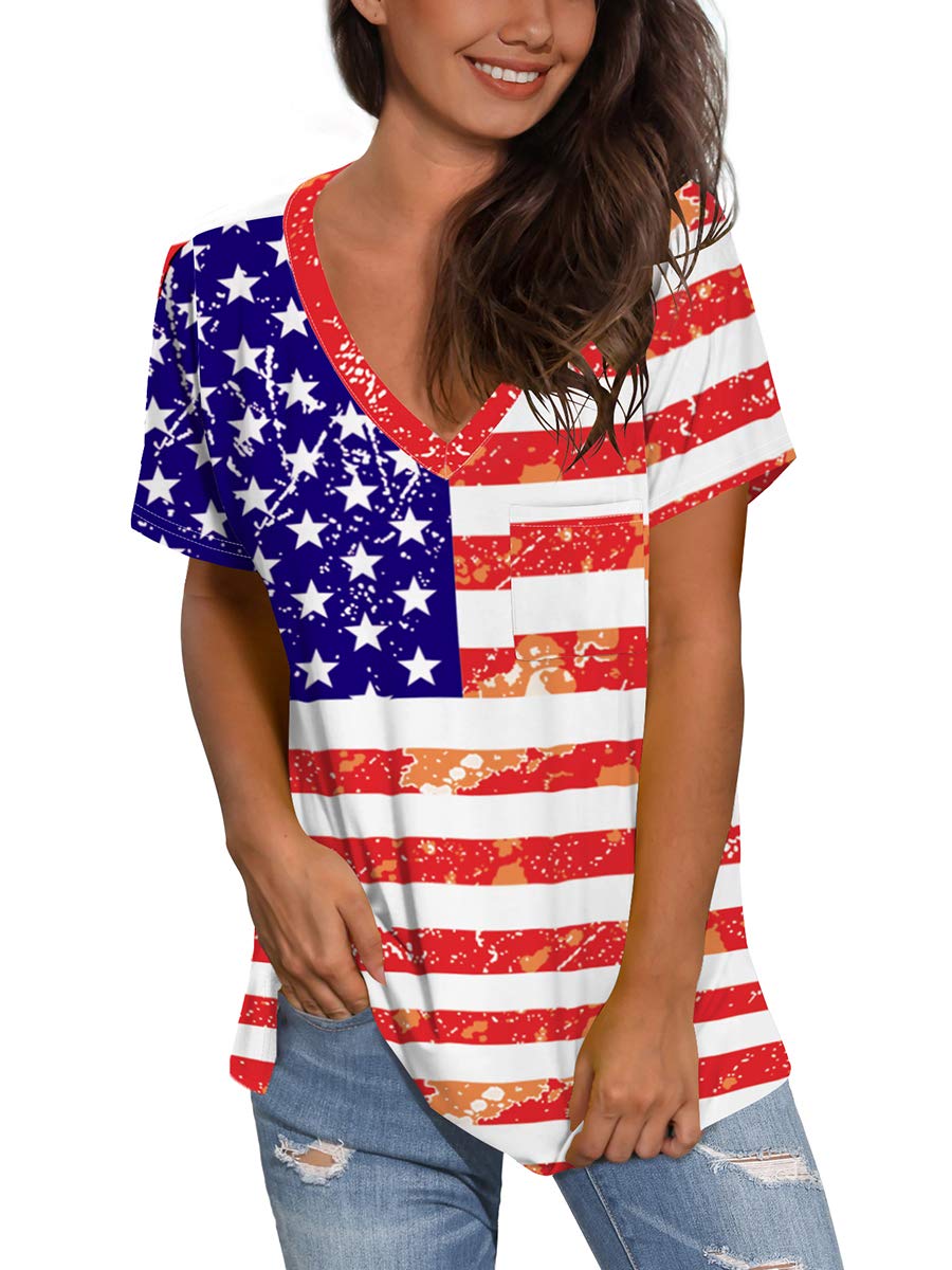 Women's Basic V Neck Short Sleeve T Shirts Summer Casual Tops