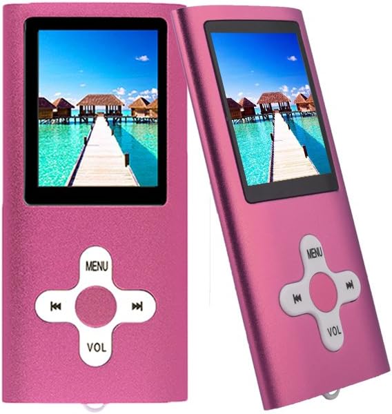 RHDTShop MP3 MP4 Player with a 16 GB Micro SD Card, Support UP to 64GB TF Card, Portable Digital Music Player/Video/E-Book Reader (Lightpink)