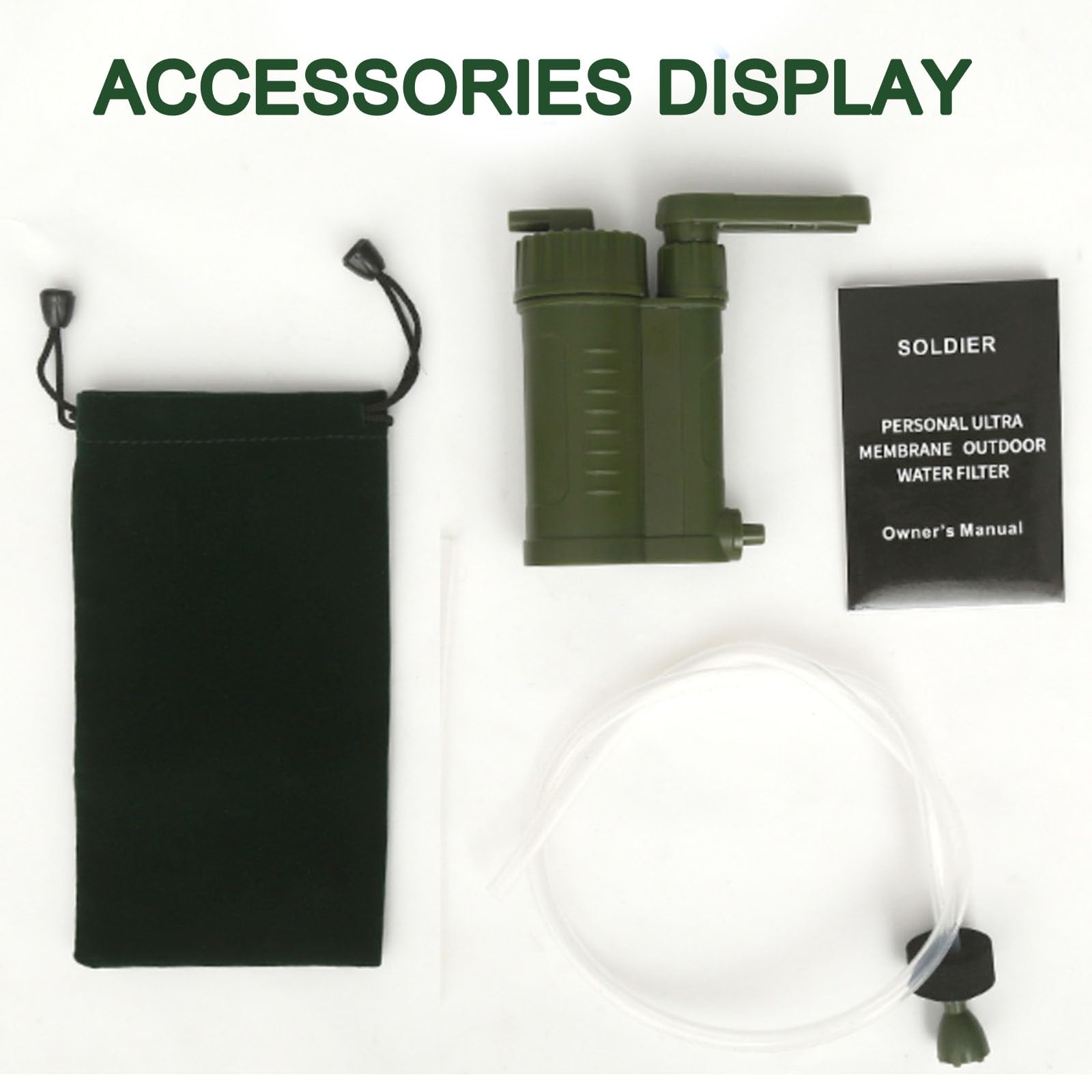 Filtre à Eau Camping Portable, Purificateur d'eau Extérieur pour Randonnée, Camping, Survie d'urgence, Voyage & Voiture, Élimine Les Impuretés, Volume Net Total d'eau ≥ 2000L