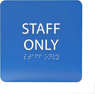 6" X6" Staff Only Sign - ADA Compliant Tactile Graphics Grade 2 Braille Text Acrylic Wall Sign - Professional Employees Only Area Door Signs for Offices, Schools, Malls, Business